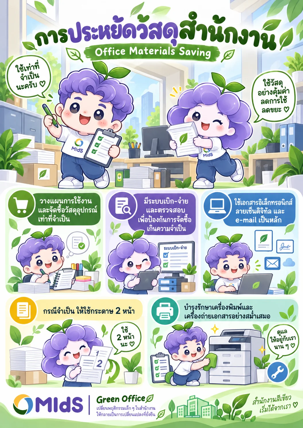 โปสเตอร์ MIdsy & MIdsa: 🖨️ เดี๋ยวก่อน! ก่อนกด Print ครั้งต่อไป… จำเป็นต้องพิมพ์จริงไหม? 🤔